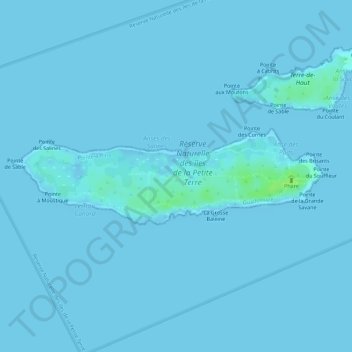 Mappa topografica Terre-de-Bas, altitudine, rilievo