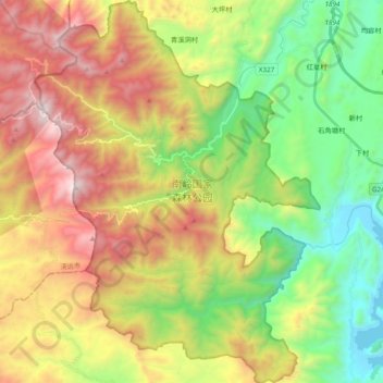 Mappa topografica 南岭国家森林公园, altitudine, rilievo