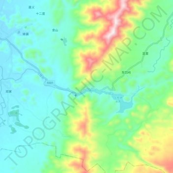 Mappa topografica 上桂河, altitudine, rilievo