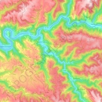 Mappa topografica Grand-Vabre, altitudine, rilievo