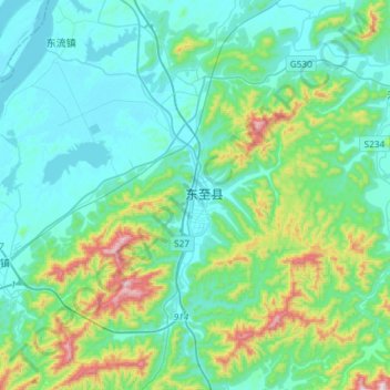 Mappa topografica 尧渡镇, altitudine, rilievo