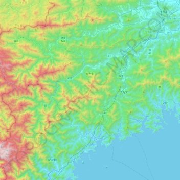 Mappa topografica Odai, altitudine, rilievo