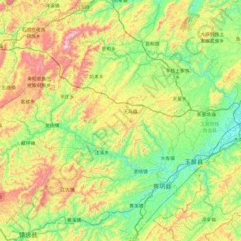 Mappa topografica 岑巩县, altitudine, rilievo