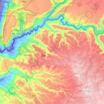 Mappa topografica Bani Kenanah Sub-District, altitudine, rilievo
