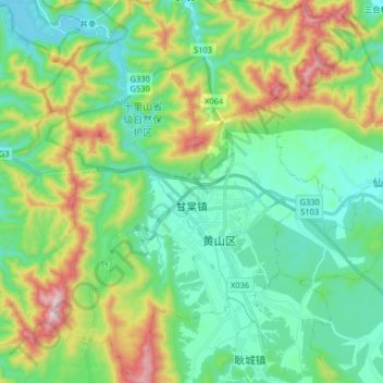 Mappa topografica 甘棠镇, altitudine, rilievo