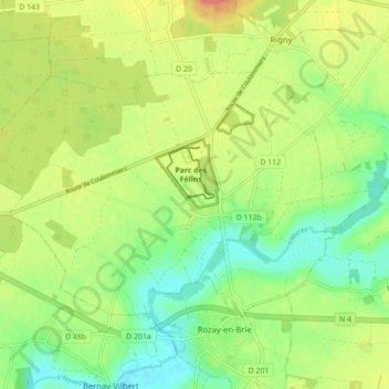 Mappa topografica Nesles, altitudine, rilievo