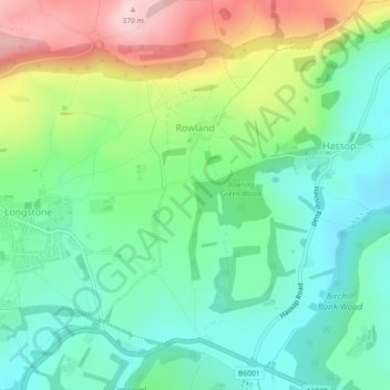 Mappa topografica Rowland CP, altitudine, rilievo