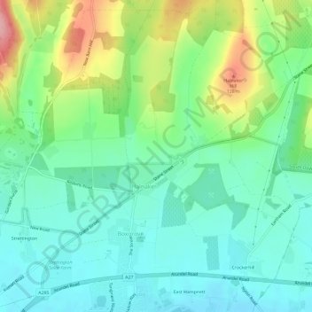 Mappa topografica Boxgrove, altitudine, rilievo