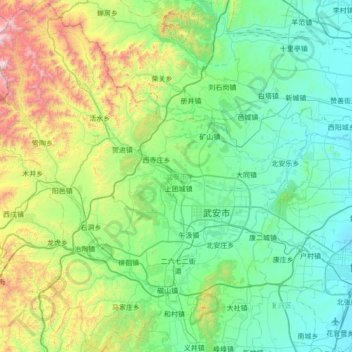 Mappa topografica 武安市, altitudine, rilievo