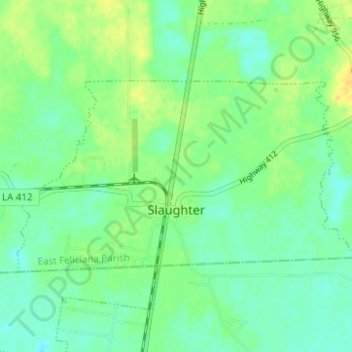Mappa topografica Slaughter, altitudine, rilievo