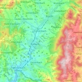 Mappa topografica Rimbach, altitudine, rilievo