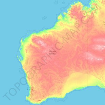Mappa topografica Australia Occidentale, altitudine, rilievo