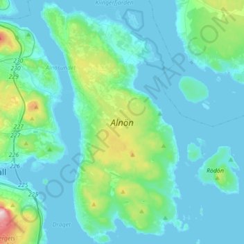Mappa topografica Alnön, altitudine, rilievo
