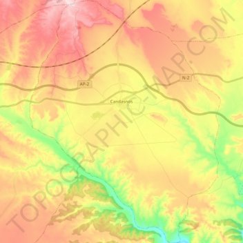 Mappa topografica Candasnos, altitudine, rilievo