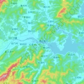 Mappa topografica 新安江水库, altitudine, rilievo