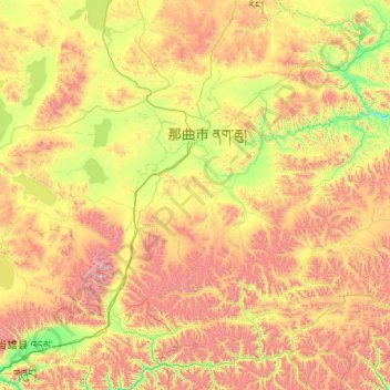 Mappa topografica 色尼区, altitudine, rilievo