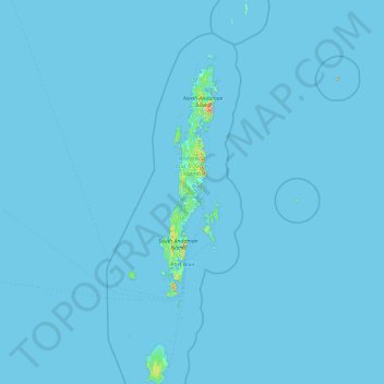 Mappa topografica Andaman Islands, altitudine, rilievo