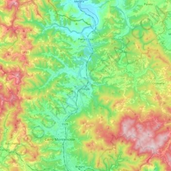 Mappa topografica Dego, altitudine, rilievo