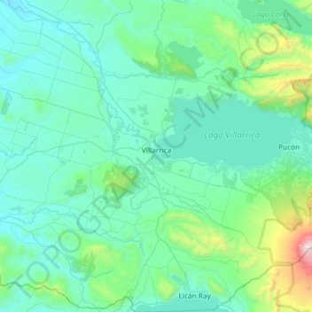 Mappa topografica Villarrica, altitudine, rilievo