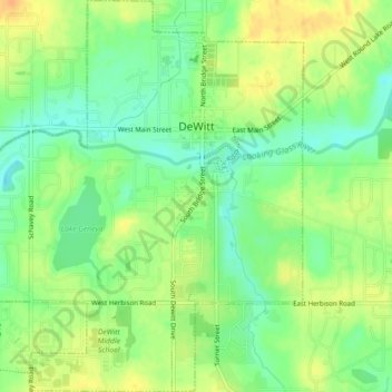 Mappa topografica DeWitt, altitudine, rilievo