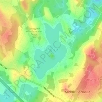 Mappa topografica Springfield Lake, altitudine, rilievo