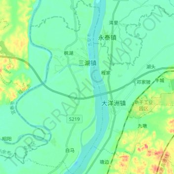 Mappa topografica 三湖镇, altitudine, rilievo