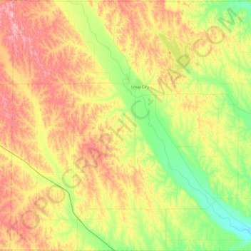 Mappa topografica Sherman County, altitudine, rilievo