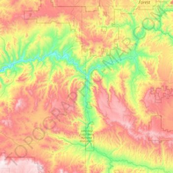 Mappa topografica John Day Fossil Beds National Monument, altitudine, rilievo