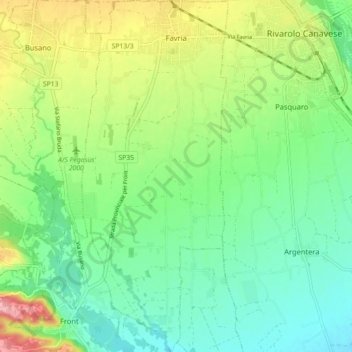 Mappa topografica Favria, altitudine, rilievo