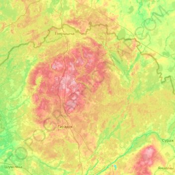 Mappa topografica Городокский район, altitudine, rilievo