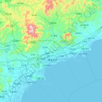 Mappa topografica 海港区, altitudine, rilievo