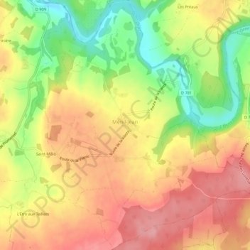 Mappa topografica Ménil-Jean, altitudine, rilievo