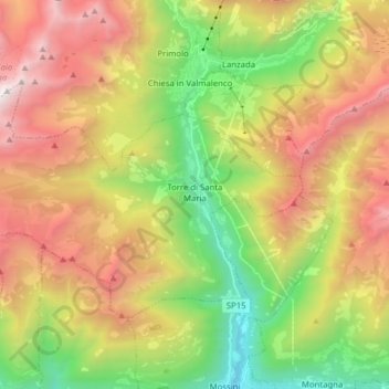 Mappa topografica Torre di Santa Maria, altitudine, rilievo