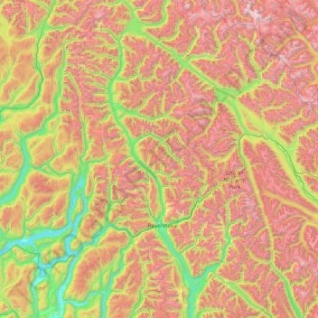 Mappa topografica Area B (Shelter Bay/Mica Creek), altitudine, rilievo