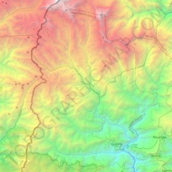 Mappa topografica Gyalshing, altitudine, rilievo