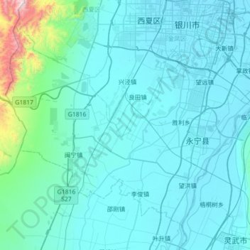Mappa topografica 永宁县, altitudine, rilievo