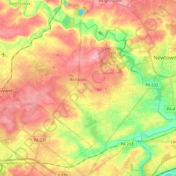 Mappa topografica Northampton Township, altitudine, rilievo