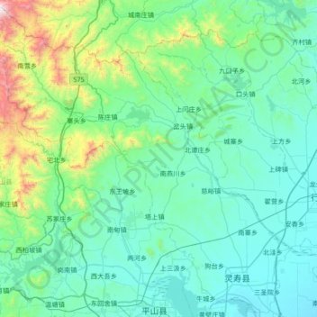 Mappa topografica 灵寿县, altitudine, rilievo