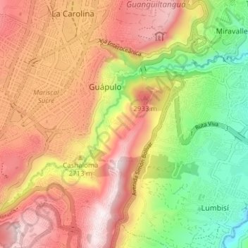 Mappa topografica Itchimbia, altitudine, rilievo