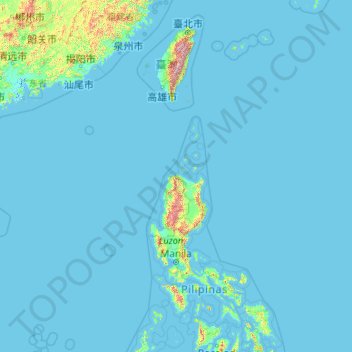 Mappa topografica Taiwan, altitudine, rilievo