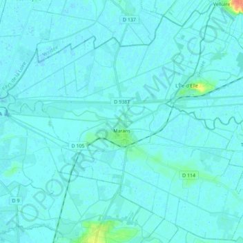 Mappa topografica Marans, altitudine, rilievo
