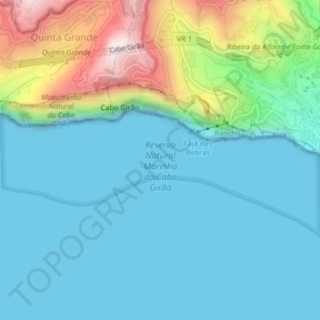 Mappa topografica Área Protegida do Cabo Girão, altitudine, rilievo