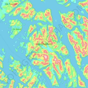 Mappa topografica Isla Chatham, altitudine, rilievo