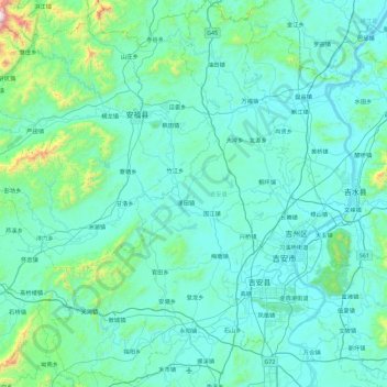 Mappa topografica 吉安县, altitudine, rilievo