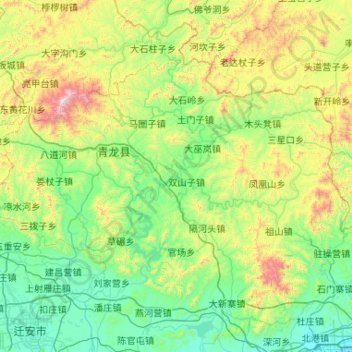 Mappa topografica 青龙满族自治县, altitudine, rilievo