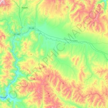 Mappa topografica Potoni, altitudine, rilievo