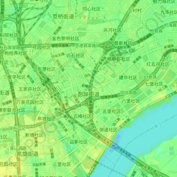 Mappa topografica 彭埠街道, altitudine, rilievo