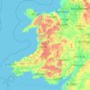 Mappa topografica Wales, altitudine, rilievo