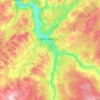 Mappa topografica Saint-Georges, altitudine, rilievo