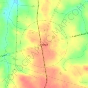 Mappa topografica Sharon, altitudine, rilievo